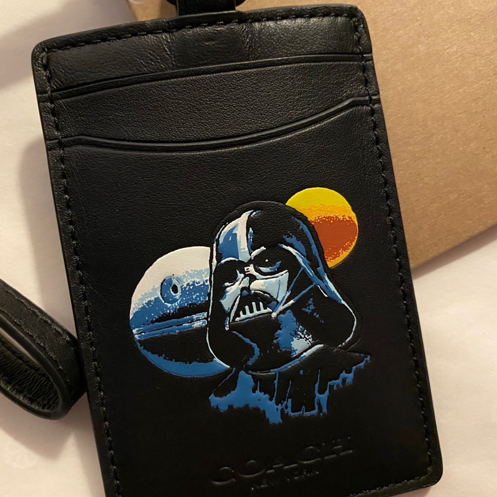 NWT Coach Star War Darth Vader Leather ID Holder